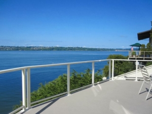 White Solid Glass Railing – Camano Island