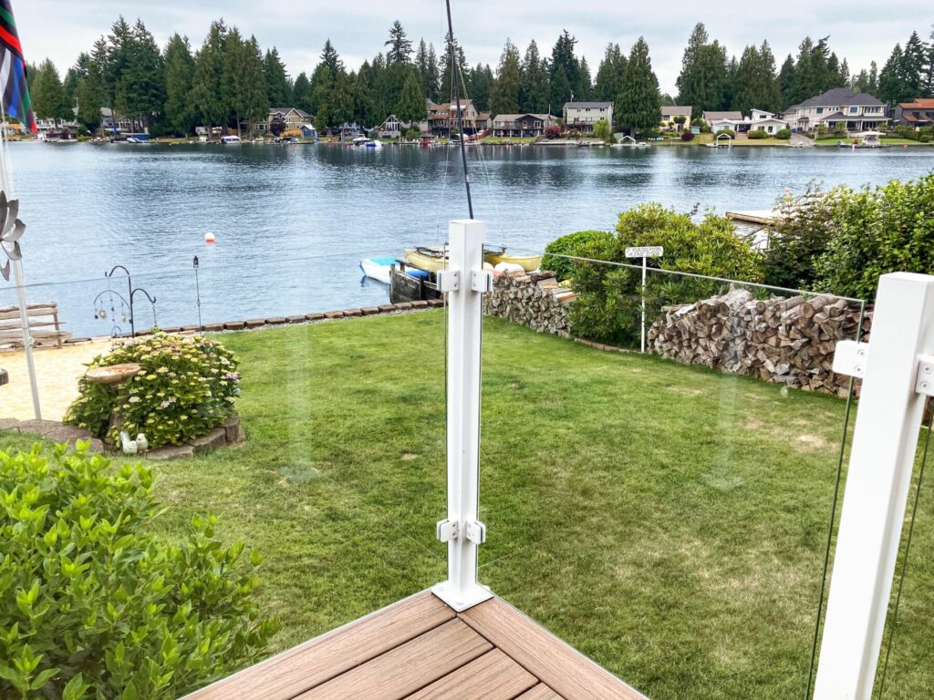 White Frameless Glass Railing - Bonney Lake, WA - Glass Railing for Decks