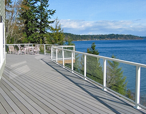 White Solid Glass Railing - Kirkland, WA - Glass Railing for Decks