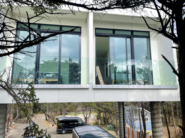 Glass railing on balconies in Cloverdale, OR